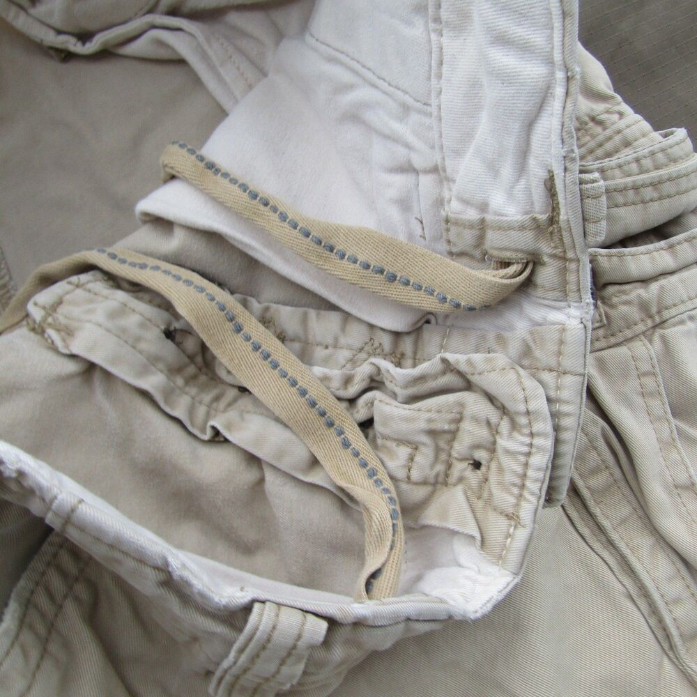 Abercrombie & Fitch Men's Size 34 Khaki Cargo Shorts Button Fly Heavy Cotton - Picture 7 of 15